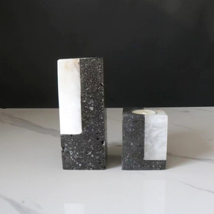 Light Luxury Marble Black Stone Geometric Rubik's Cube Aromatherapy Ornaments Creative Candle Holder Hotel Homestay Home Decorations
