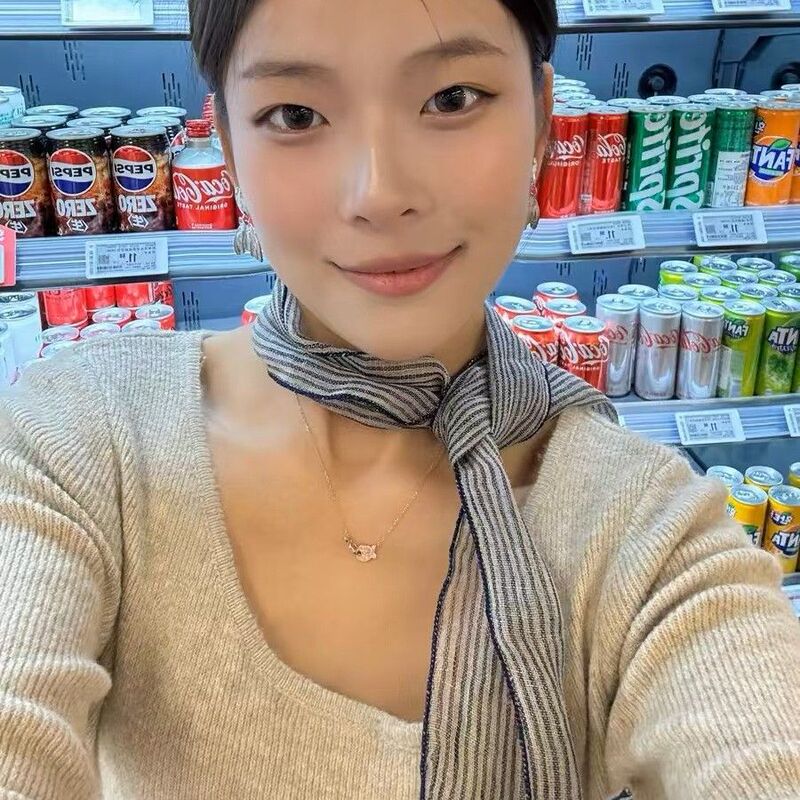 出口日韩细条纹窄小透气文艺丝巾女春秋季百搭装饰护颈小领巾发带|undefined