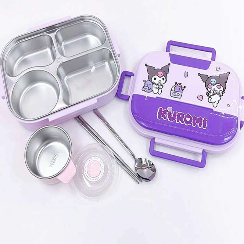Kuromi Sanli 子供 小学生 316 ランチボックス かわいい インズ ランチボックス 食堂 旅行 ランチボックス 4コンパートメントランチボックス|undefined
