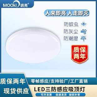 Led radar induction lamp 18w staircase ultra-thin three-proof entrance ceiling lamp highlight corridor human body induction voice control lamp