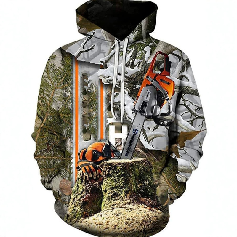 Cross-border Temu Logging Chainsaw Tree Stump Jungle Camouflage 3D Printed Hoodie Factory Wholesale Cross-border Temu Logging Chainsaw Tree Stump Jungle Camouflage 3D Printed Hoodie Factory Wholesale