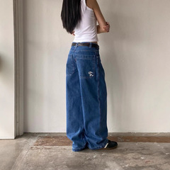 クロスボーダー AliExpress 刺繍ジーンズ女性のアメリカンレトロホットガール多用途ルーズハイストリートカジュアルパンツ y2k