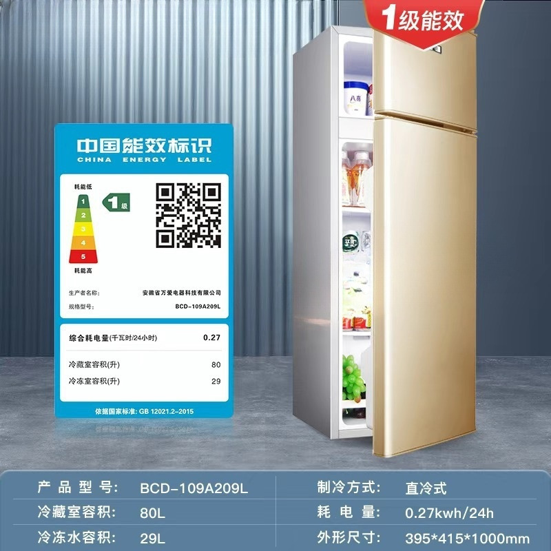 2人用レンタル冷凍庫冷蔵寮ミニ宅配冷蔵庫家庭用両開き小型省エネリリー|undefined