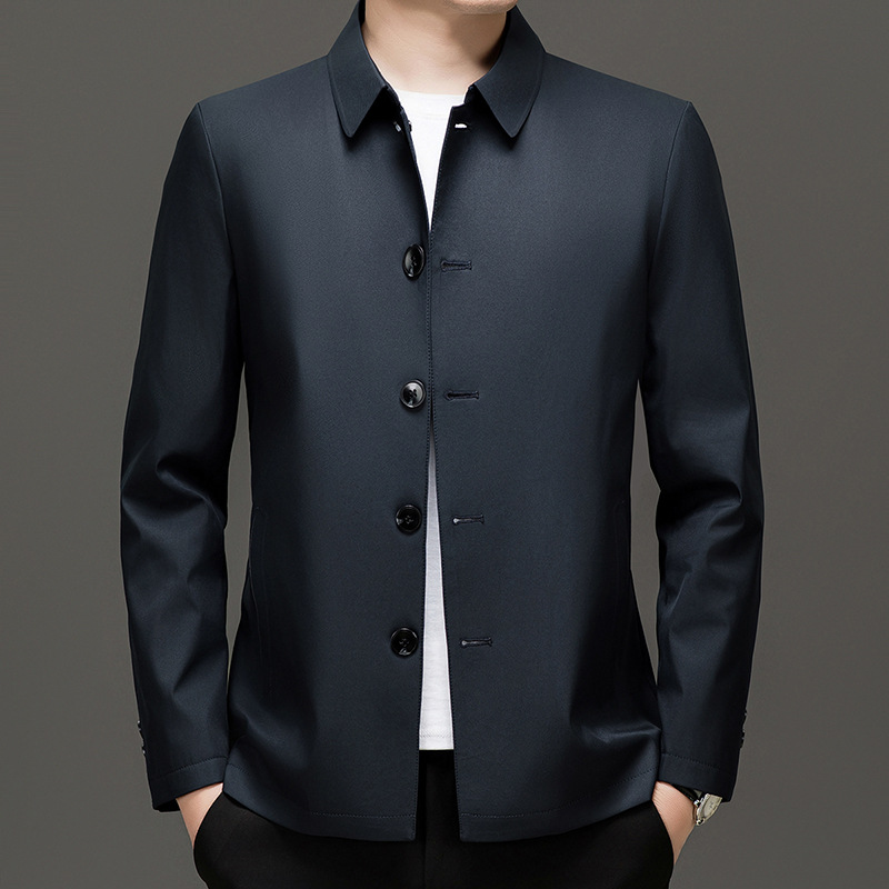 Primavera y otoño transfronterizos chaqueta de hombre con sola solapa de botón medio largo chaqueta de hombre casuales chaqueta guapo