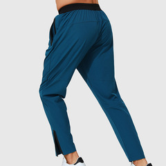 Cross-border men's running sport pants loose quick-drying woven fitness pants zipper ankle pants elastic casual long pants