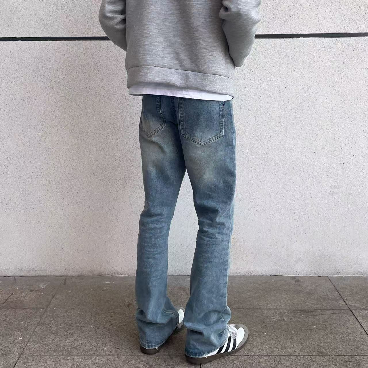 Cleanfit hielo azul vintage517 estilo jeans lavado en agua micro slimline jeans lavado en agua