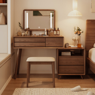 Solid Wood Bedside Table and Dresser Integrated 2025 Dressing Table Storage Cabinet Bedroom Modern Simple Cupboard Makeup S^