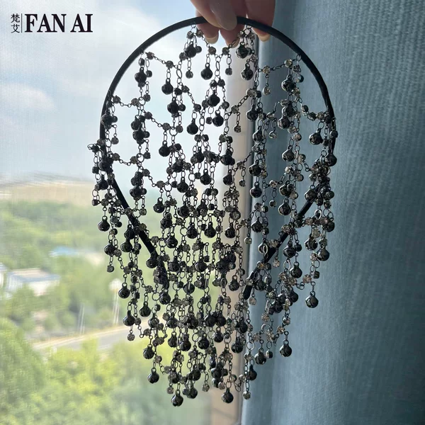 Fanai Amazon Best-Selling Mesh Bell Hair Net Rhinestone Hair Chain Hollow Rhinestone Headwear Accessory SA198