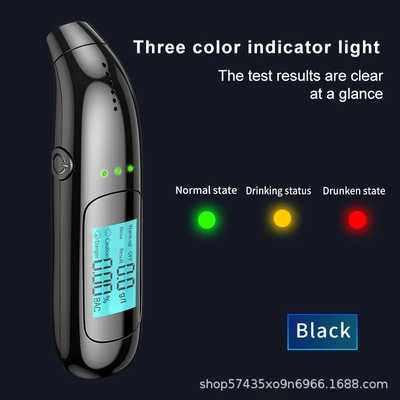 Non-Contact Vehicle-Mounted Alcohol Tester Other Automotive Safety Supplies - c06-alcohol-tester-english-and-russian-packaging-and-english-display-black
