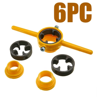6PC PVC/NPT塑料60°圆锥管螺纹丝锥板牙套装 手动成套丝锥板牙