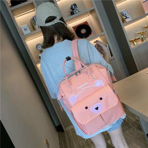 Cross-border bag mommy bag multi-functional large capacity logo double shoulder portable mother and baby mother bag school bag