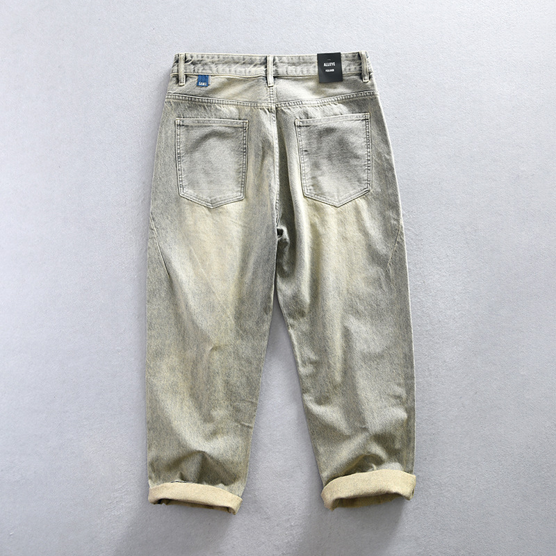 G7101 Herren gewaschene Retro-Distressed-Jeans für den Alltag, einteiliger Haarersatz_voghion.com