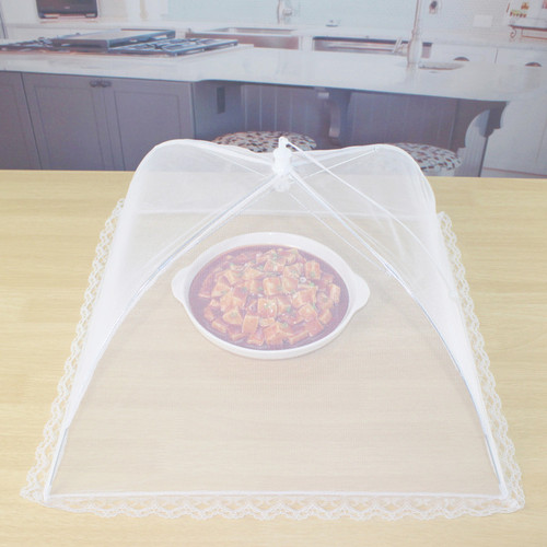 White square foldable food cover for export, washable mesh food cover, vegetable cover, dining table cover, insect-proof cover