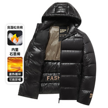 跨境批发冬季可拆卸连帽保暖棉服新款御寒中老年棉衣外套面包服男