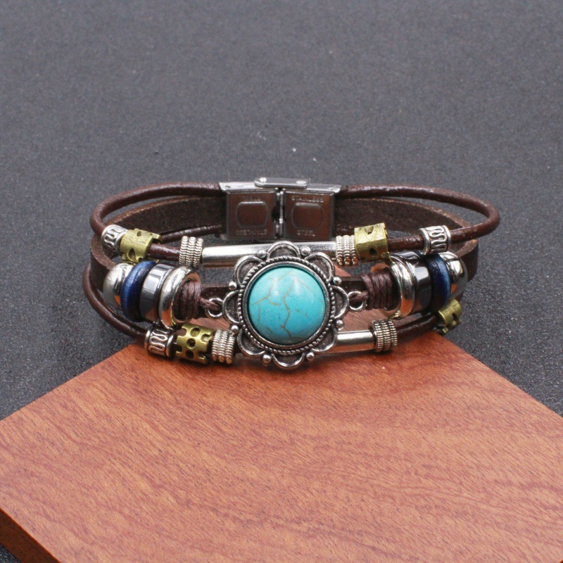 Turquoise woven bracelet stainless steel