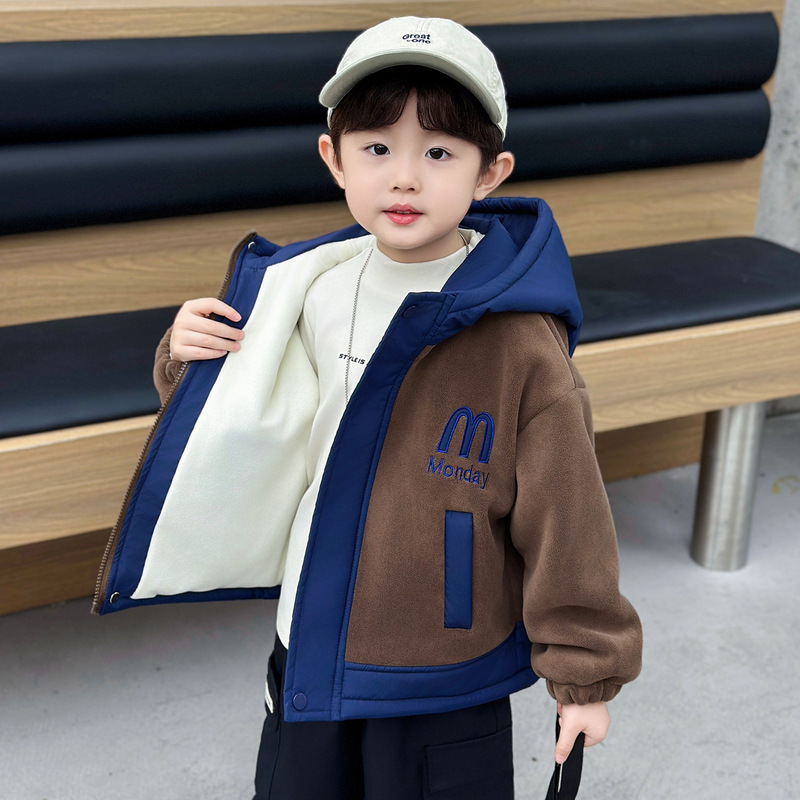 Boys' Fleece-Lined Jacket Autumn/Winter 2026 New Style Children's Trendy Casual Quilted Cotton Jacket Boys' Fleece-Lined Jacket Autumn/Winter 2026 New Style Children's Trendy Casual Quilted Cotton Jacket
