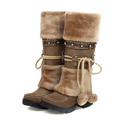 Ethnic Storm Zebra Plush Ball Ankle Boots Thick Sole Martin Boots Fuzzy Snow Boots Plus Size Dropshipping