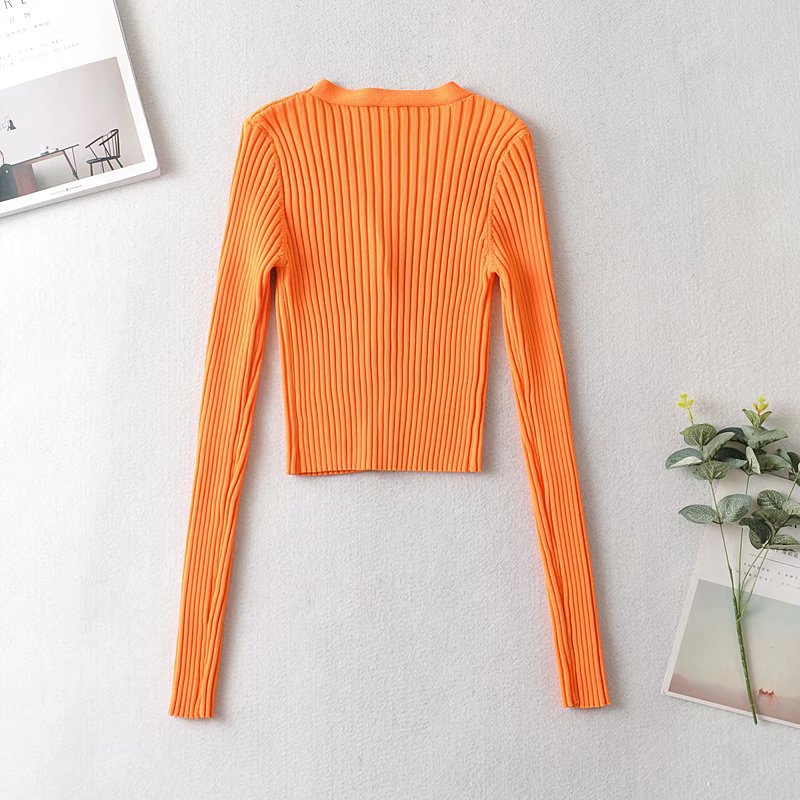 autumn v neck 3-button sweater nihaostyles wholesale clothing NSAM82249