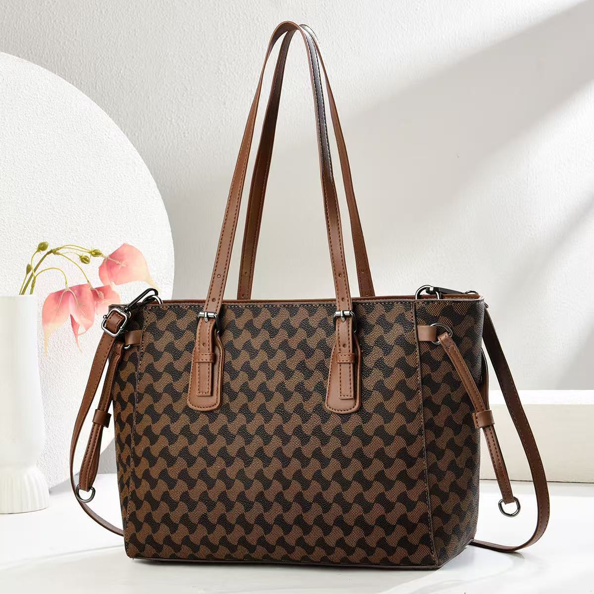 Bolso de gran capacidad de comercio exterior, bolso de hombro, bolso de mujer de cercanías a cuadros, bolso de hombro de ocio, bolso de moda, ocio