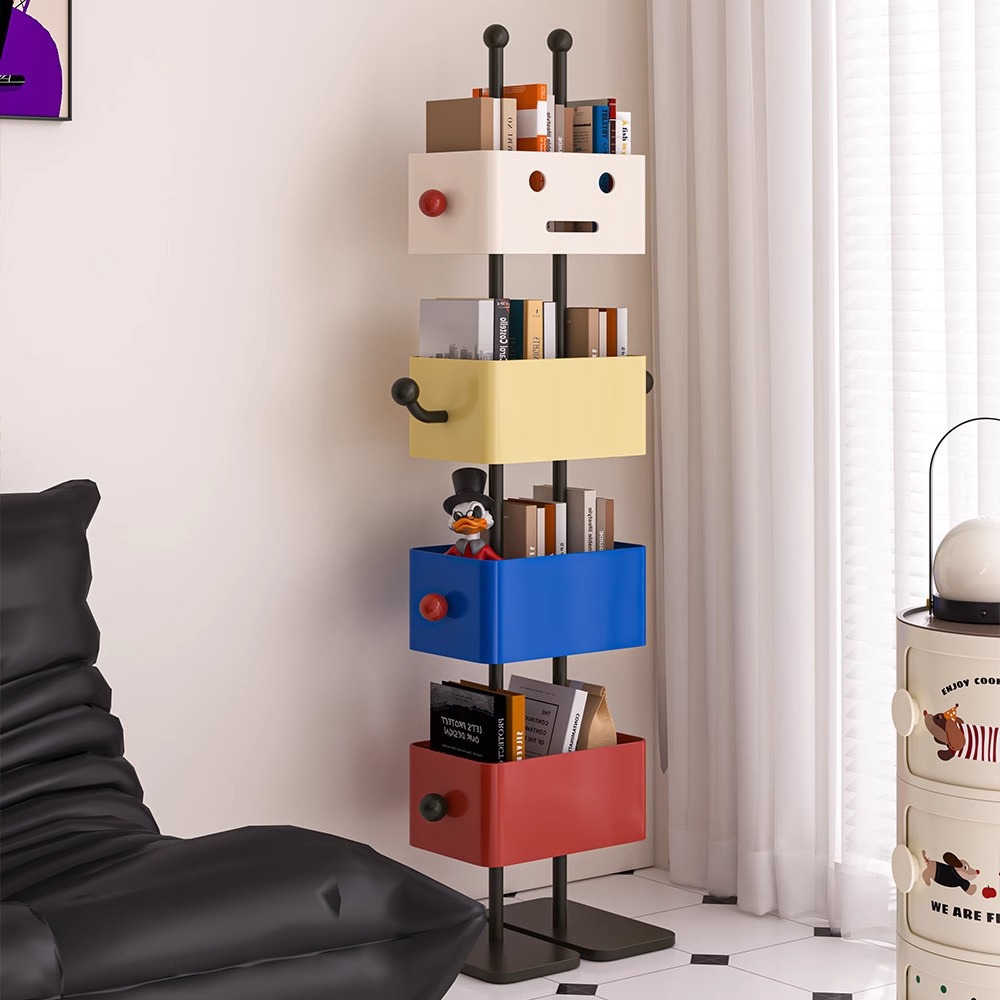 Robot Bookshelf Living Room Home Children's Floor-Standing Corner Storage Rack Simple Color Bedroom Iron Magazine Rack