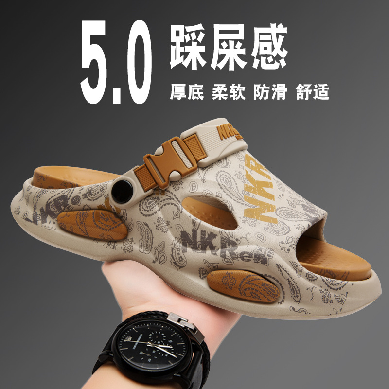 Zapatillas de verano para hombres, sandalias de playa de doble uso para conducir, sandalias de playa de gran tamaño antideslizantes para hombres, sandalias de playa de gran tamaño 46