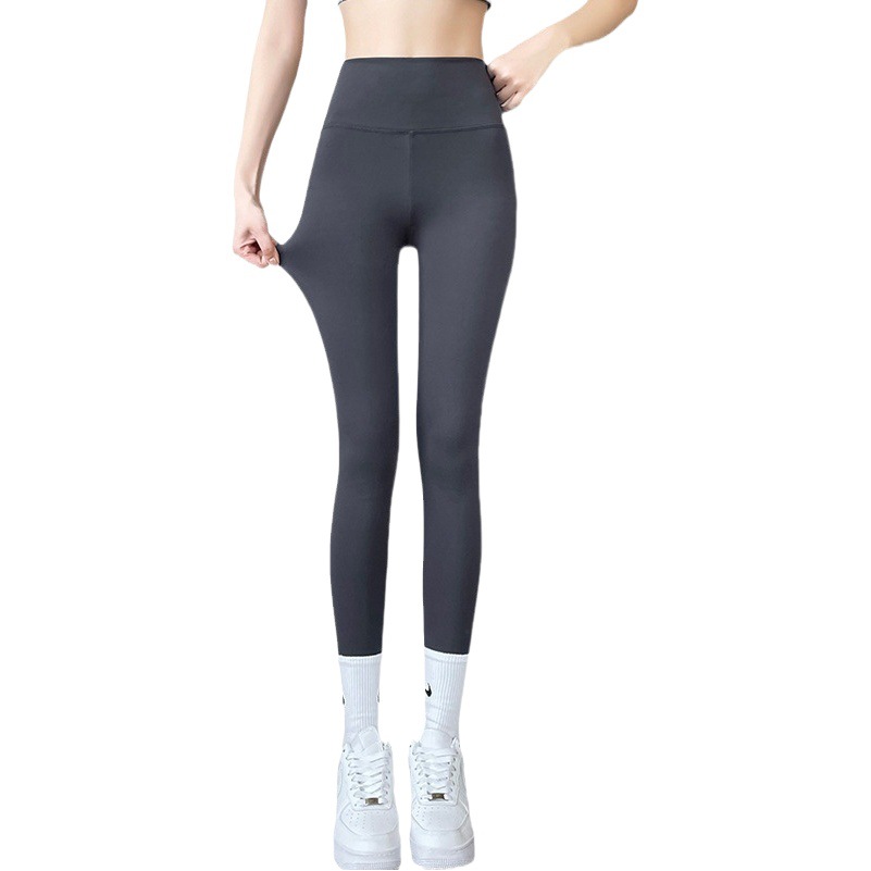 Barbie primavera y otoño forrado de lana arena peces yoga pantalones polainas de piel de tiburón ropa exterior de las mujeres 2023 delgada cintura alta vientre contracción LEVANTAMIENTO DE CADERA
