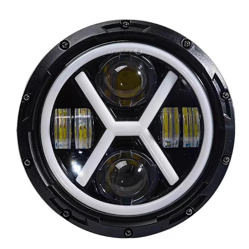7inch Wrangler Headlights X-Type Off-Road Vehicle Headlights Harley Motorcycle Modified Angel Eye Car Led Lights Cross-Border