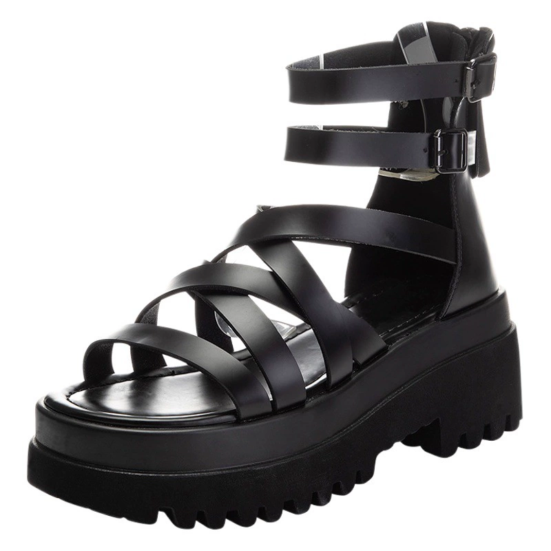 Новинка лета 2026: Модные женские сандалии на толстой подошве, увеличивающие рост, повседневные, дышащие, нескользящие, с перфорацией, в римском стиле