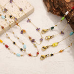 不锈钢天然石手链 项链电镀18k时尚小清新简约 DIY手工制作