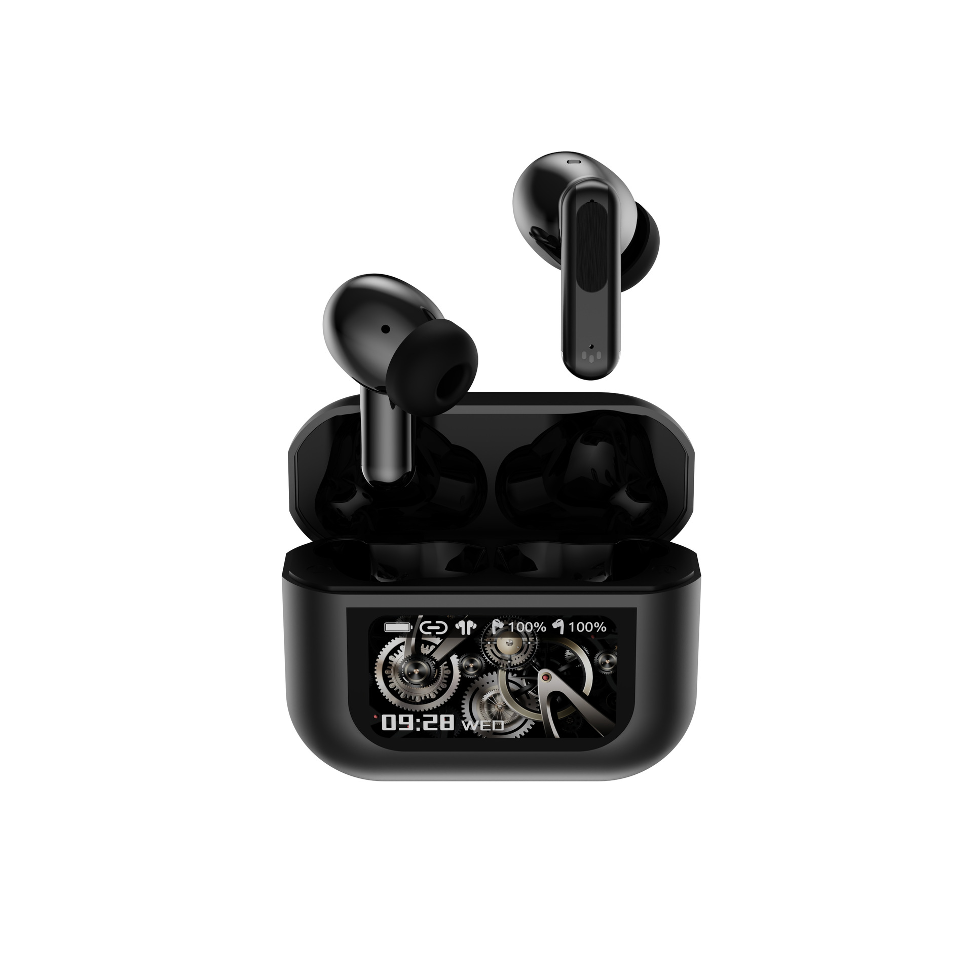 Auriculares Bluetooth A9 Pro con Pantalla V8 — Cancelación de Ruido ANC, Estuche Deslizante