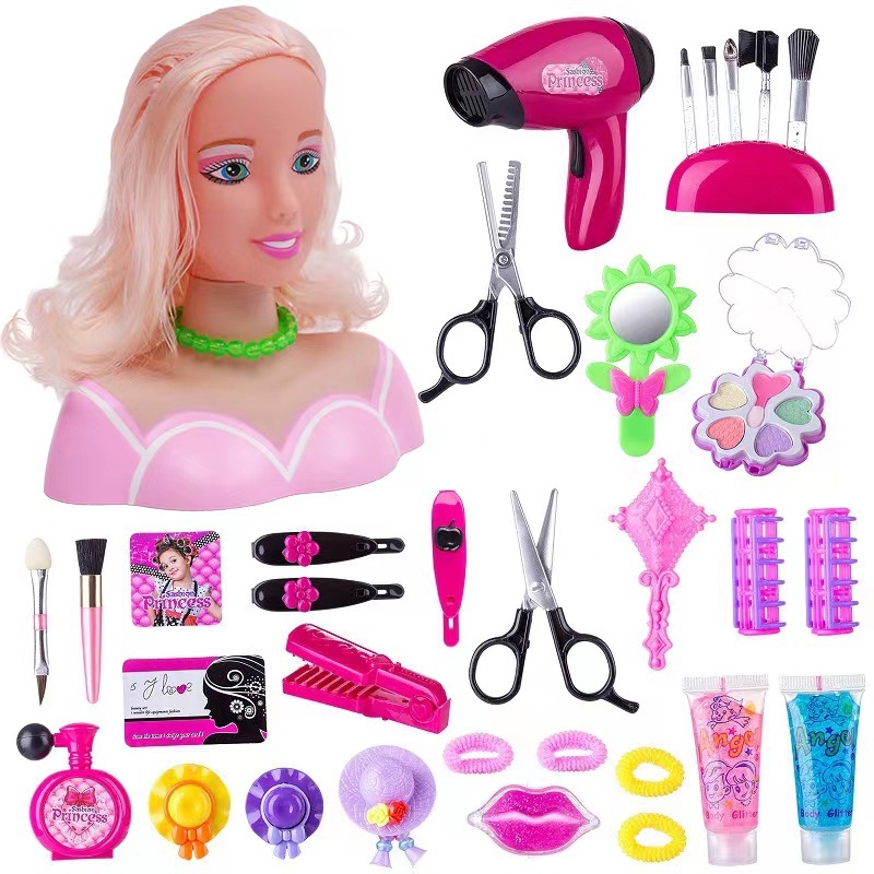 Amazon play House media-longitud traje de muñeca peine pelo puede hacer secador de pelo peluquería modelo de simulación de juguete al por mayor