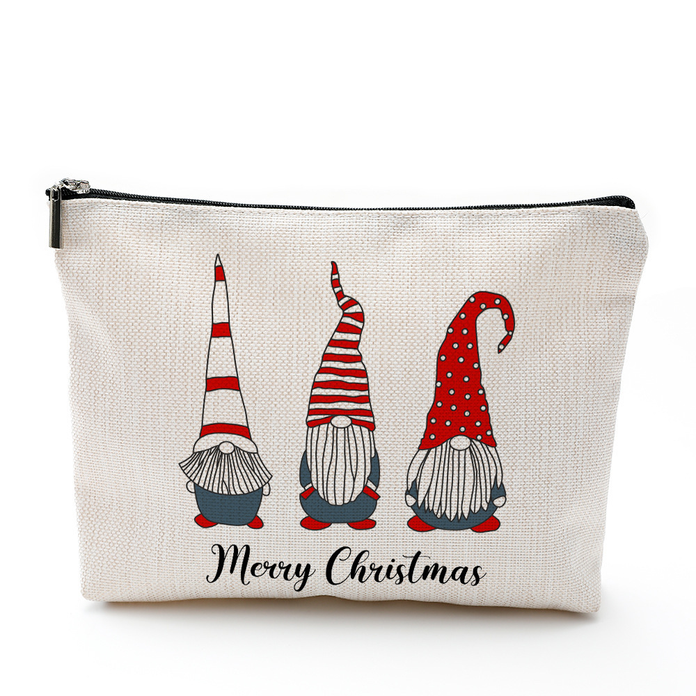 Navidad cosmética bolsa impermeable algodón y lino cremallera bolsa cosmética joyería bolsa de almacenamiento viaje artículos de tocador bolsa de almacenamiento