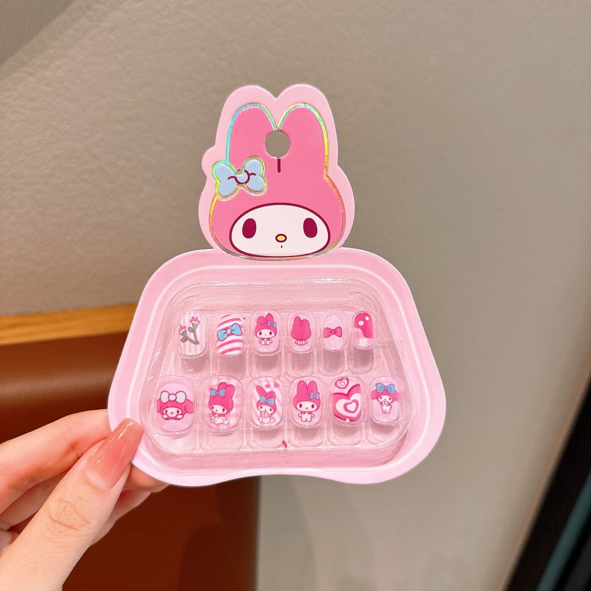 Niños Kulomi dibujos animados bebés usar uñas niñas lindas manicure parches de uñas impermeables para usar