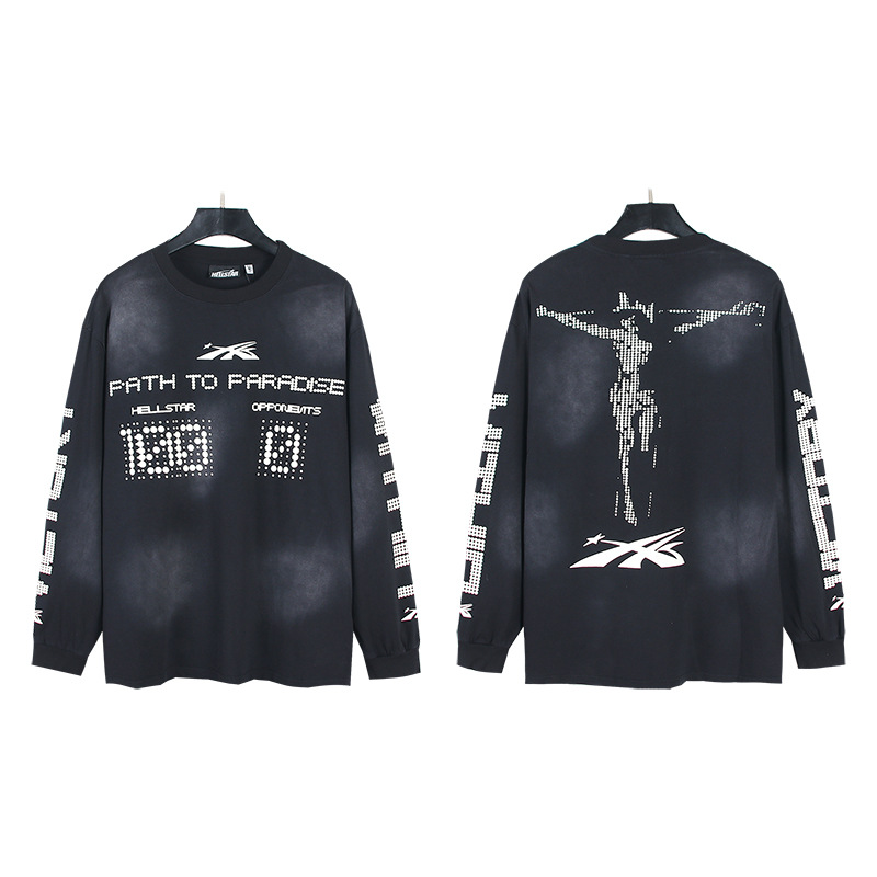 Venta al por mayor versión correcta pa marca de moda manga larga Camiseta palmera espalda Carta Grande logo manga de Batwing OS gota hombro superior