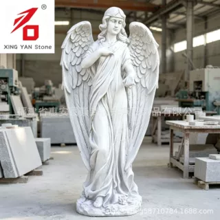 定制兴燕石雕汉白玉天使石雕 欧式人物天使雕像 庭院装饰大理石