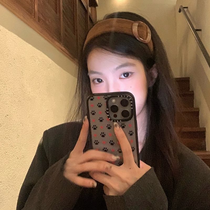 韩系美拉德玳瑁色圆环宽边发箍女时尚复古高颅顶头箍外戴压发发饰|undefined