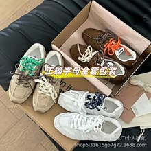 miu家联名款真皮复古德训鞋女2026春秋款情侣百搭透气运动阿甘鞋