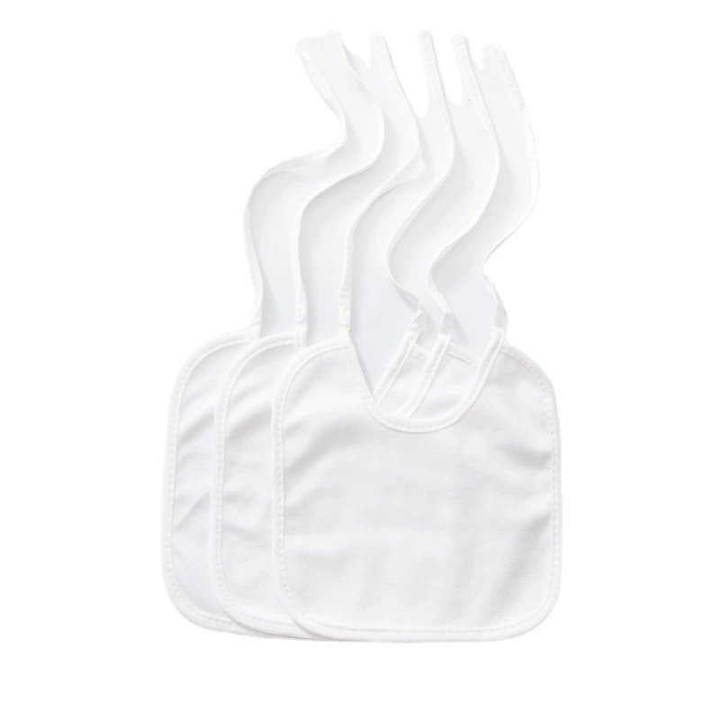 White children's cotton waterproof painted eating bib for food, with pocket, DIY, wholesale