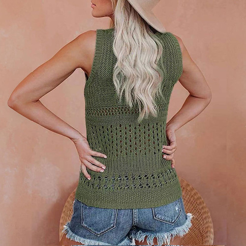 2024 Summer Europe and America New Amazon Independent Station Fashion V-neck Backless Lace Ice Silk Knitwear Women 
