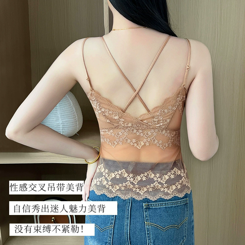  lace underwear as outerwear, straps, tank top, lace dress, beautiful back, worn on the shoulder, slim fit