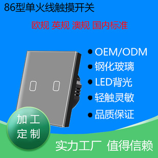 Shenzhen Source Factory European Standard Gray Tempered Glass Switch Panel Single Live Wire Touch Switch Oem Custom Odm