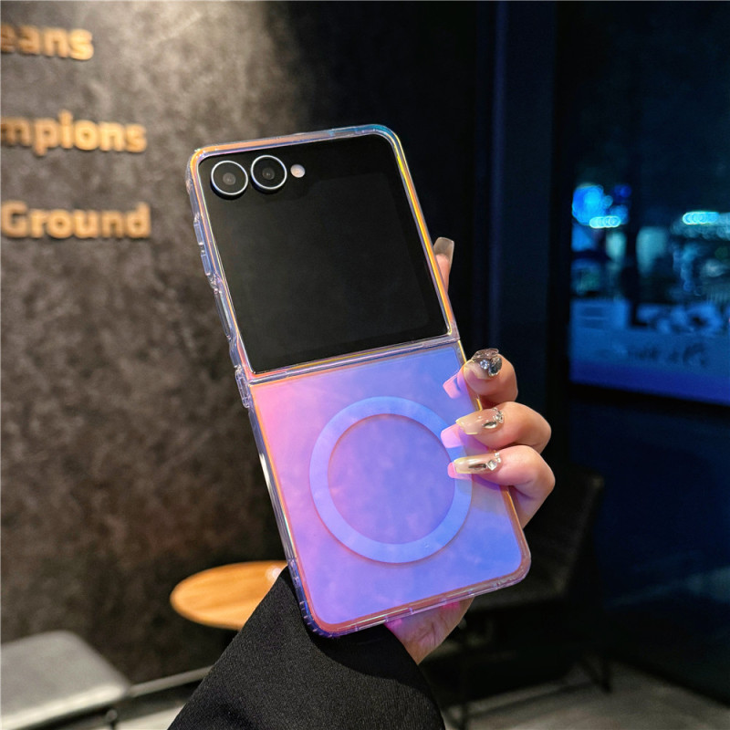 适用三星zflip7磁吸手机壳Zflip 7代折叠屏镭射渐变zflip6翻盖套|undefined