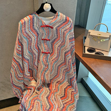 加长盘扣炫彩大波浪夏季户外防晒遮阳宽松舒适个性民族风披肩披风