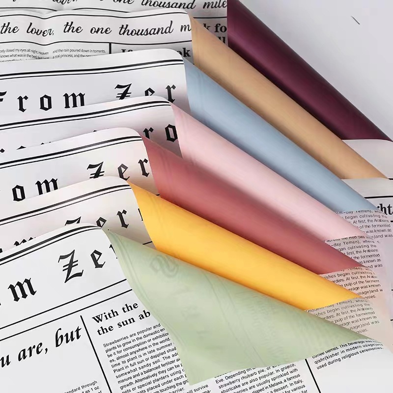 鲜花包装防水英文包花纸白雪公主牛魔王花束花艺礼物包花材料批发