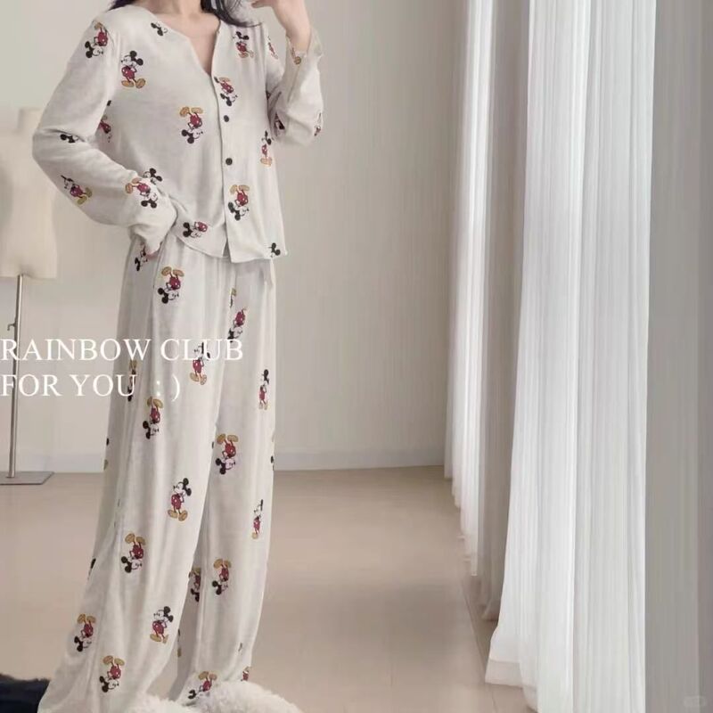 Ice Silk Ribbed Pajamas for Women, Spring Cardigan Style Loungewear That Can Be Worn Outside, Set Ice Silk Ribbed Pajamas for Women, Spring Cardigan Style Loungewear That Can Be Worn Outside, Set