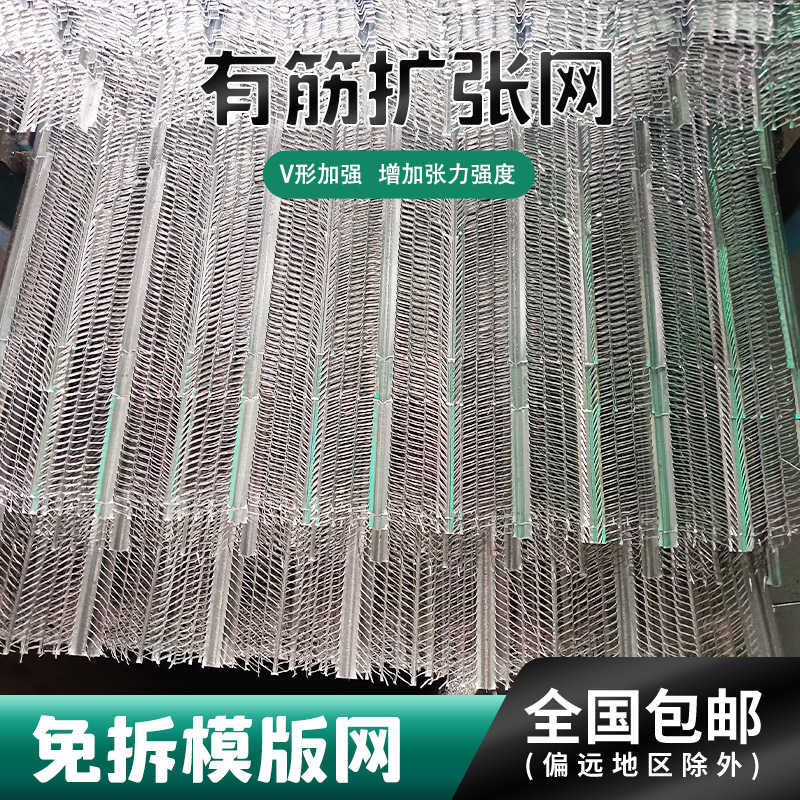 免拆镀锌有筋扩张网金属拉伸网墙体抹灰灌浆模版网建筑轻钢别墅