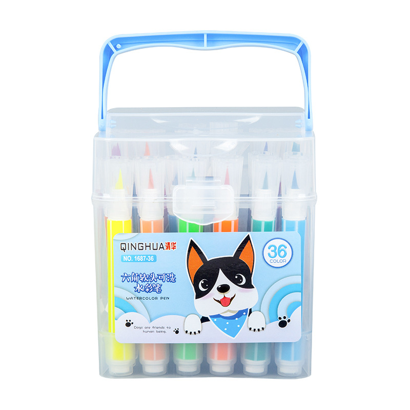 Pluma de acuarela lavable para niños sello de pincel de pintura multicolor pluma de acuarela cabeza suave material de dibujo de Arte de estudiante pluma de dibujo de graffiti