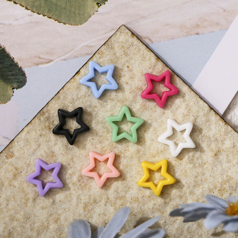 Ins Кондитерский цвет ногтей смолы ювелирные изделия маленькая карта сеть красная мини пятиконечная звезда полые стерео ногтей diy аксессуары