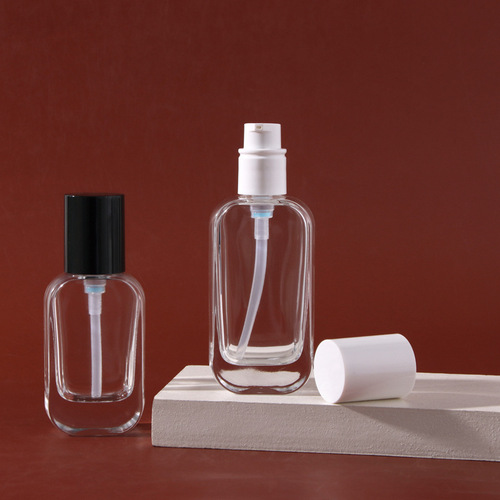 Cosmetic packaging materials push-type lotion essence dispenser bottle 50g facial cream transparent glass bottle