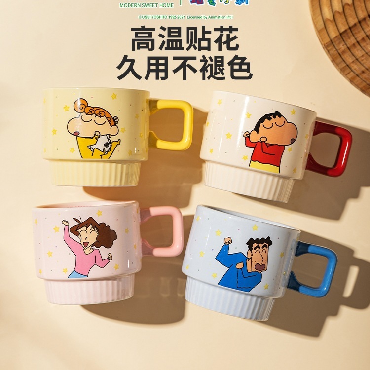 【＆クレヨンしんちゃん】4人家族カップ セラミックマグ カップルカップ 家庭用ウォーターカップ|undefined